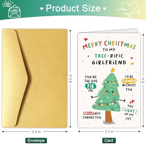 Chenive Girlfriend Christmas Card - Cute Holiday Card with Tree Pun for Her