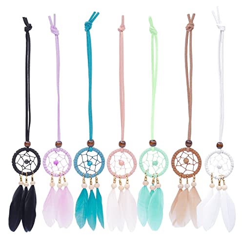 Mini Dream Catcher Set - 7 Pcs Hanging Charms for Car Interior or Wall Decor