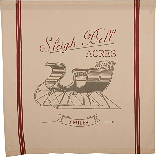 Piper Classics Sleigh Bells Ring Shower Curtain 72 x 72 Farmhouse Christmas