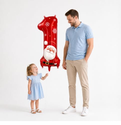 Christmas Number 1 Balloon - Red 40-Inch Giant Santa Birthday Decor