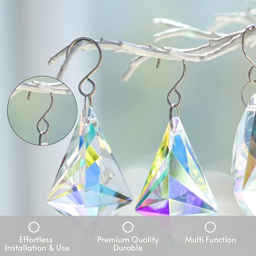 300 Pack Mini Stainless Steel S Hooks for Chandelier Crystals & Suncatchers