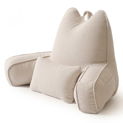 Reading Pillow with Arm Support & Lumbar Cushion - Beige Gray