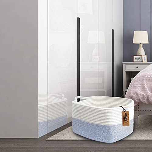 Cotton Rope Woven Storage Basket with Handles - Decorative Shelf Organizer