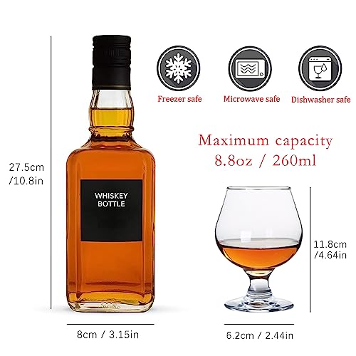 Srgeilzati 8.8 oz Shot Glasses Set of 6 - Cute Brandy Cognac Glasses for Spirits, Whiskey, and Cocktails