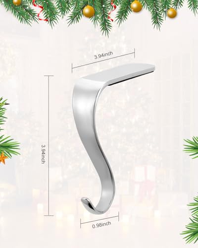 Set of 6 Christmas Stocking Holders for Mantle, Anti-Slip Metal Hooks