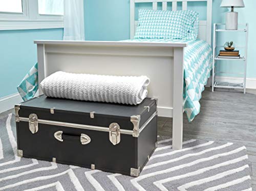 30-Inch Black Storage Trunk with Lock-Down Latches & Easy-Clean Vinyl