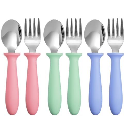 6-Piece Stainless Steel Toddler Utensils Set - Kids Fork and Spoon Set
