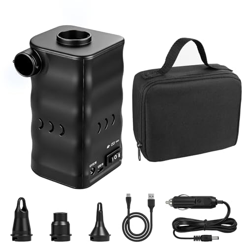 Portable Electric Air Pump with 6000mAh Battery & 3 Nozzles