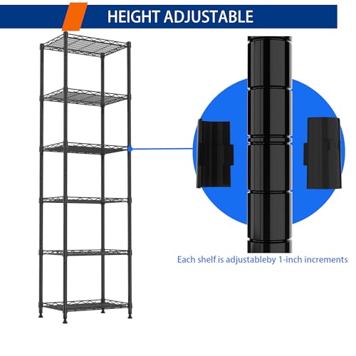 6-Tier Steel Wire Storage Rack Adjustable Shelving Unit Black