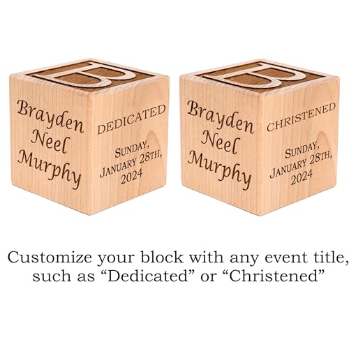 Personalized Baby Baptism Wooden Block Keepsake - Engraved Hardwood Gift