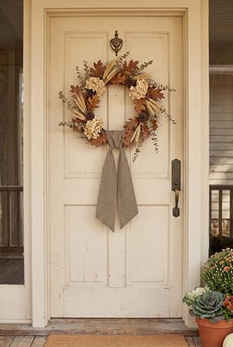 Black Cream Plaid Wreath Sash for Front Door 5.1x54.3 Gingham Checkered