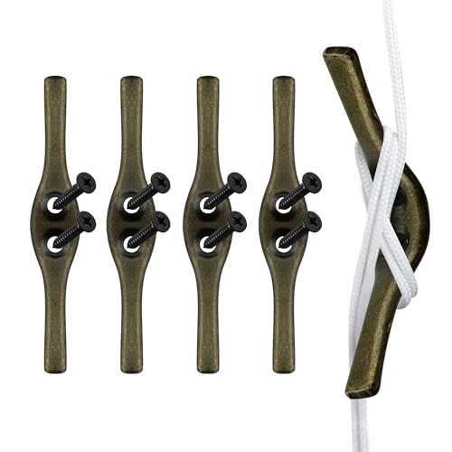 3-Inch Antique Brass Blind Cord Cleats - Metal Cord Winders, 4 Pack