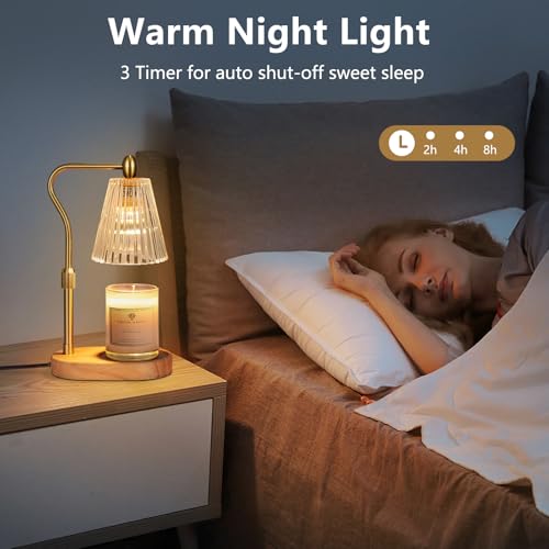 Candle Warmer Lamp with Timer & Adjustable Height - Electric Wax Melt Warmer for Scented Candles