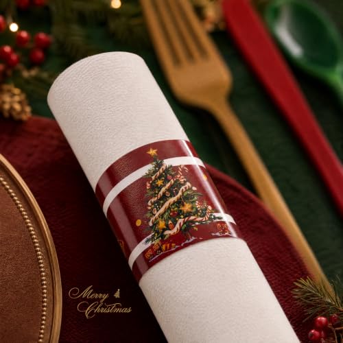 Christmas Silverware and Napkin Set - 100 Pack Wrapped Plastic Cutlery with Napkins