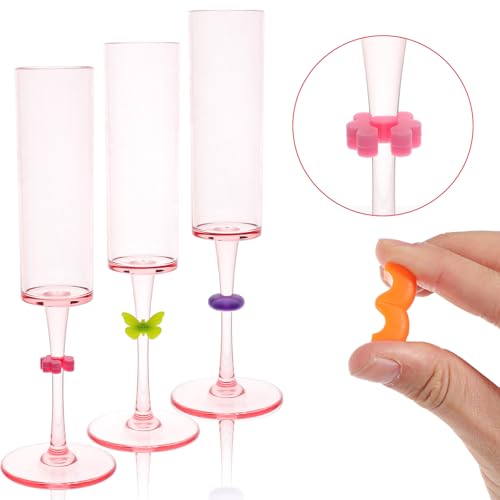 48 Pcs Silicone Wine Glass Charms Drink Markers for Stemware - Lusofie