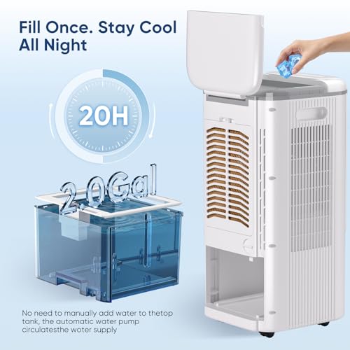 Portable Evaporative Air Cooler Fan 2-Gallon Tank 3 Speeds Remote