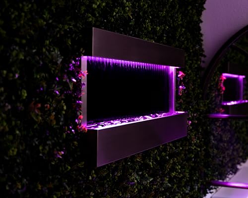 47-Inch Wall-Mounted Waterfall Mirror Fountain with LED Lights