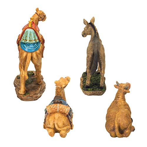 4-Piece Nativity Animals Set - Hand-Painted Polystone Camels, Donkey & Ox