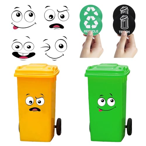 Cartoon Expression Decals for Trash Bins and DIY Projects - 8 Sheet Set