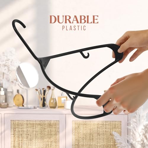 NEATERIZE Heavy Duty Plastic Clothes Hangers 20 Pack Black Space Saving