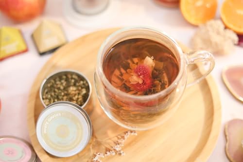 Teabloom 14.5 oz Stay-Hot Heatproof Glass Mug with Loose Tea Infuser & Lid – Blooming Tea Gift Set