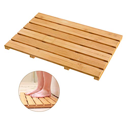 Non-Slip Bamboo Bath Mat - Waterproof Slatted Bathroom Carpet