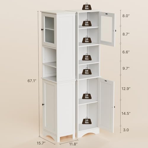 2-Piece Bathroom Storage Cabinet Set, Freestanding Linen Tower & Floor Organizer