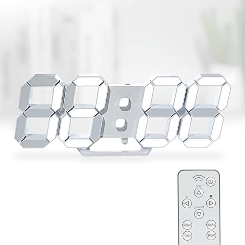 3D LED Digital Wall & Desk Clock with Remote Control - 9.7" Display