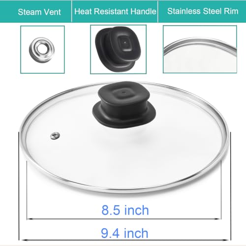 9.4-Inch Tempered Glass Lid for 6 Quart Electric Pressure Cooker Pots
