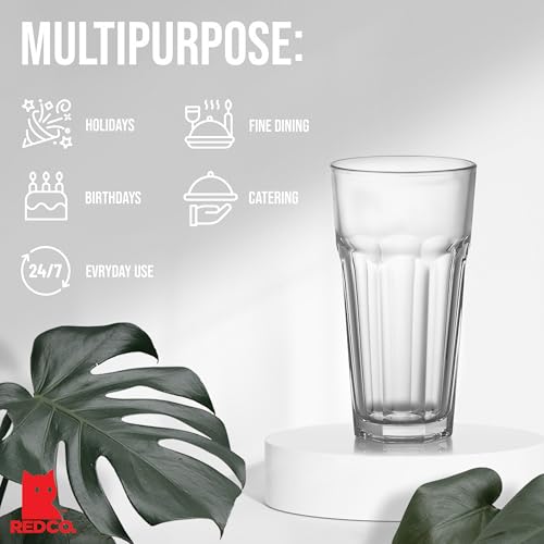 Set of 6 Clear Glass Highball Tumblers - 16oz Drinkware for Water, Juice & Cocktails