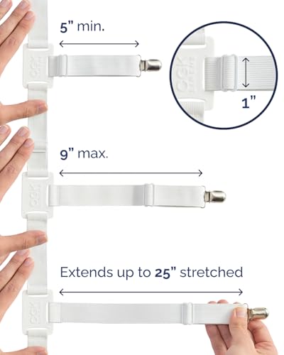 Adjustable Bed Sheet Holders with Metal Clips - Secure Fitted Bedding Straps