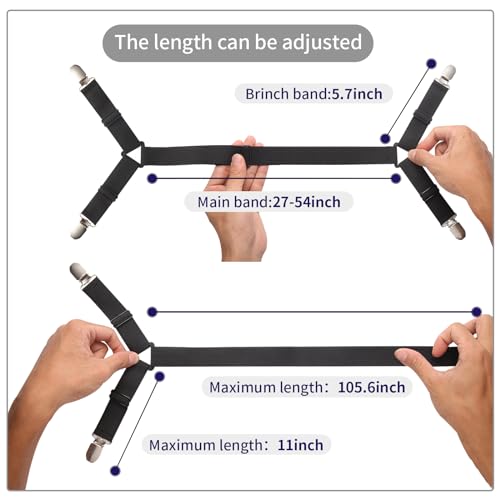 Adjustable Bed Sheet Fastener Straps (3 Pack) - Crisscross Sheet Clips
