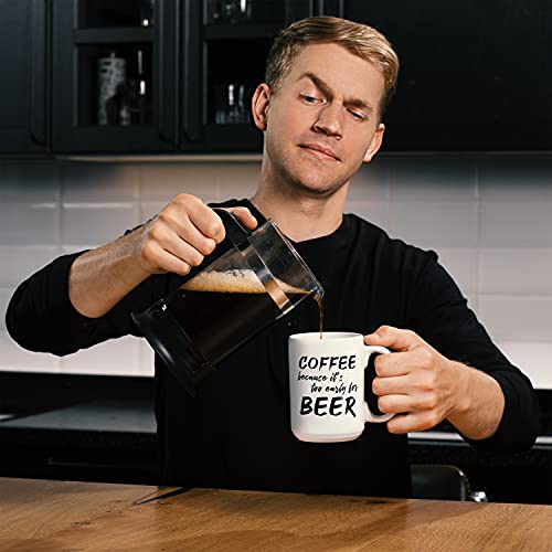 NoCry Too Early for Beer 15oz White Ceramic Coffee Mug – Funny Office Drinkware