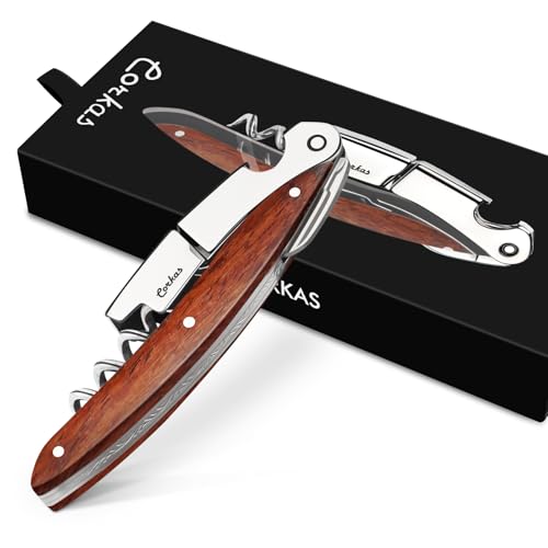 CORKAS Premium Rosewood Waiter's Corkscrew with Double Hinged & Foil Cutter