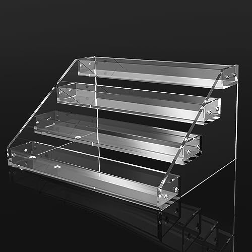 12-Inch 4-Tier Acrylic Display Riser Shelf for Collectibles and Cosmetics