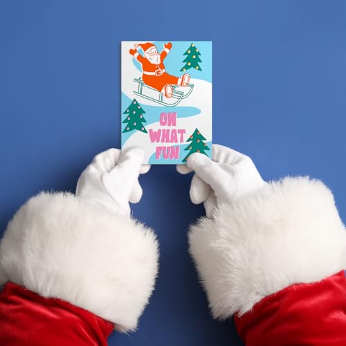 Neon Christmas Cards Set of 24 with Envelopes - Bright Holiday Greeting Cards