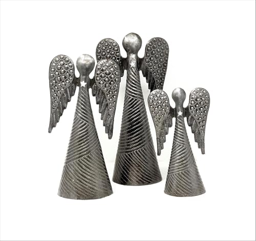 Handmade Angel Figurines Set of 3 for Christmas Home Decor Rustic Holiday Decorations