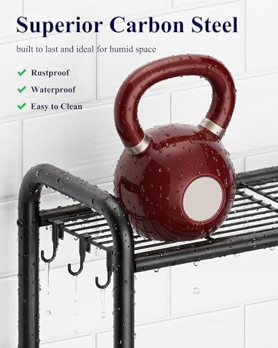 Kitsure 3-Tier Over the Toilet Storage Rack - Metal Bathroom Organizer, Black