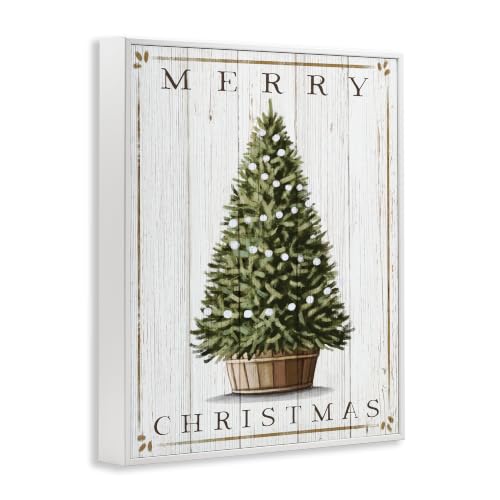 Merry Christmas Country Tree Framed Giclée Print 24x30 in Box Frame - Rustic Holiday Decor