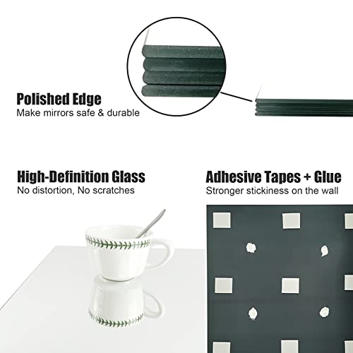 12-Piece Frameless Wall Mirror Tiles, 14"x12" HD Glass for Home Gym