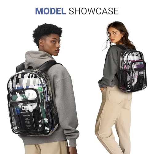 Heavy Duty Clear Backpack for School - Large Transparent PVC Bookbag