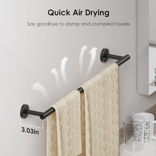 4-Piece Bathroom Hardware Set, Matte Black Stainless Steel Towel Rack