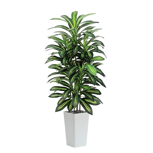 5FT Artificial Dracaena Tree - Realistic Faux Indoor Plant with White Planter