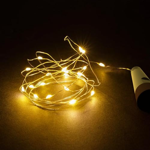 OUSMIN USB Rechargeable Wine Bottle Lights with Cork ( Warm, 16 Pack )