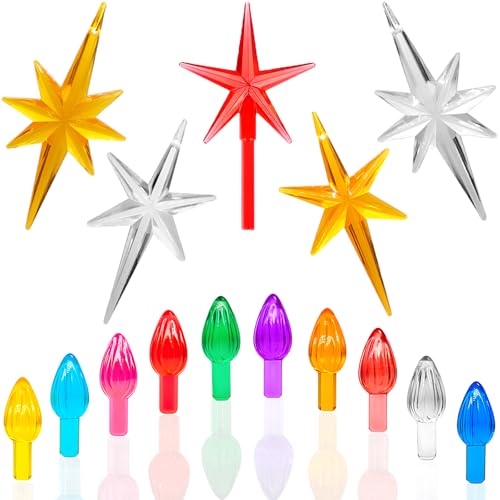 Ceramic Christmas Tree Replacement Bulbs & Star Topper Set (122 Pcs)