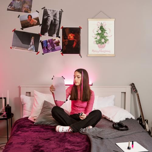 Pink Coquette Wall Decor with Christmas Tree Frame - 12x16 Inches - Pink Bow Variation