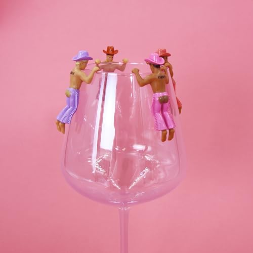 Drinking Buddies Reusable Glass Drink Markers Set - Funny Cowboy Theme