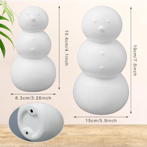Yalikop 2 Pack White Ceramic Snowman Figurines Christmas Decor Set