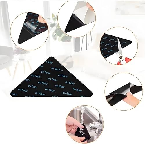12-Piece Non-Slip Rug Tape, Double-Sided Grippers for Hardwood Floors