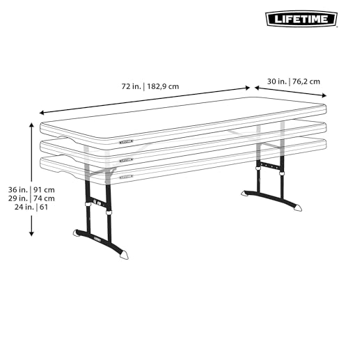 Modern Lifetime 6-Foot Adjustable Nesting Table Set - Almond, Commercial